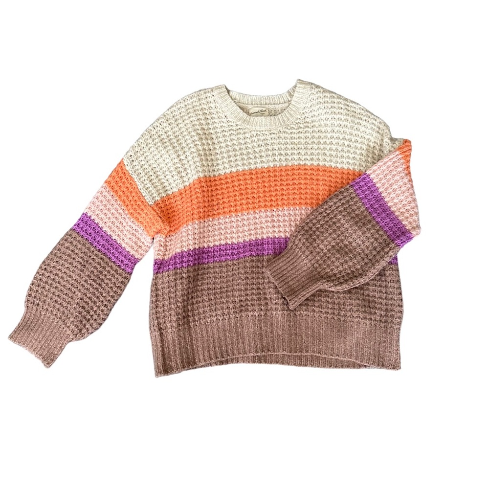 Universal Thread multi-colored striped sweater white orange pink purple brown